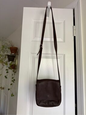 Vintage Italian Leather Crossbody Bag Dark Brown Adjustable Strap Mini Purse